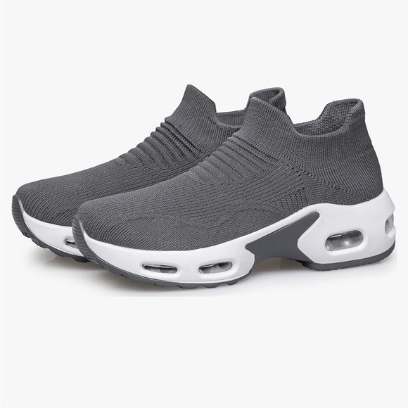 Women's Slip On Walking Slip On Mesh Air-Cushioned Platform Sneaker Comfortable - Picture 2 of 12